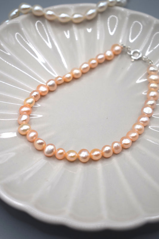 Small Peach Pearl Anklet