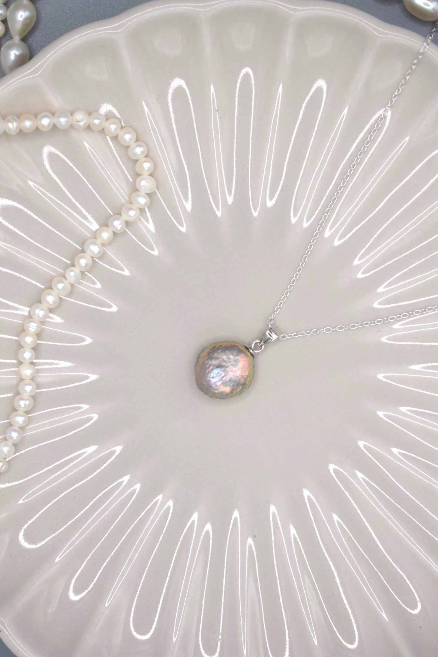 Rainbow Coin Pearl Pendant