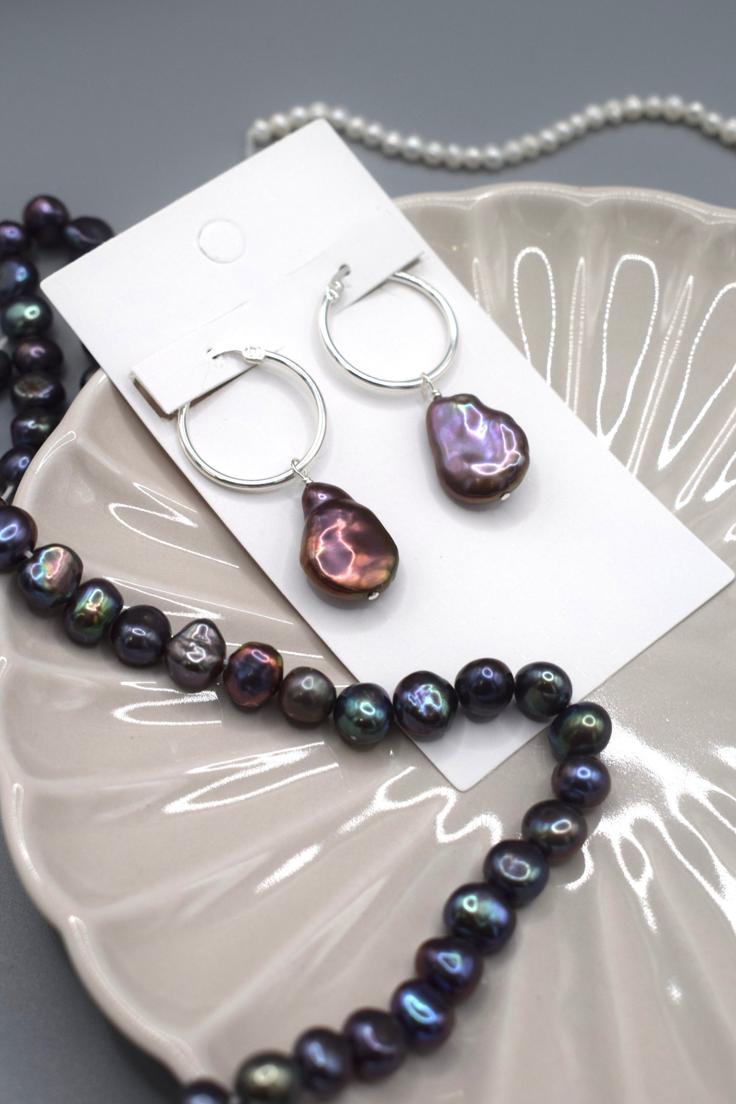 Twilight Pearl Hoop Earrings