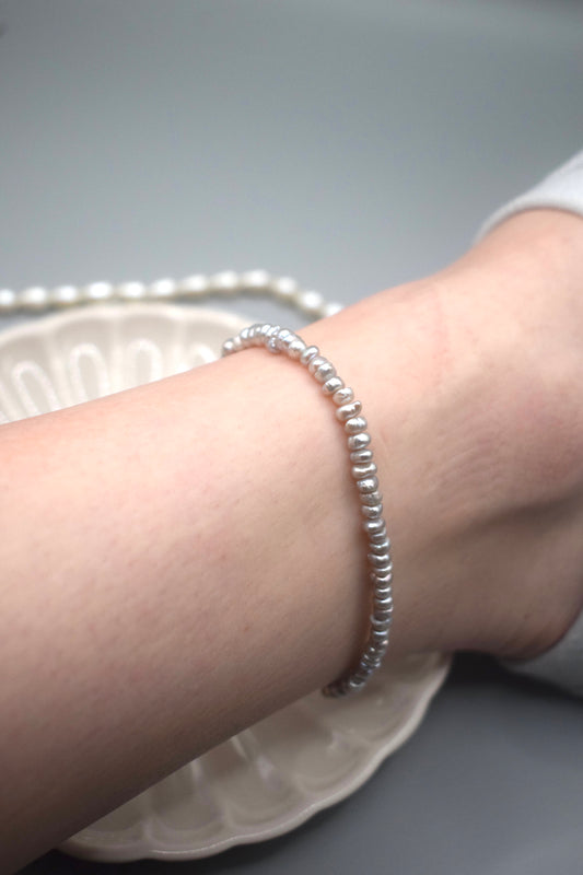 Silver Button Pearl Anklet