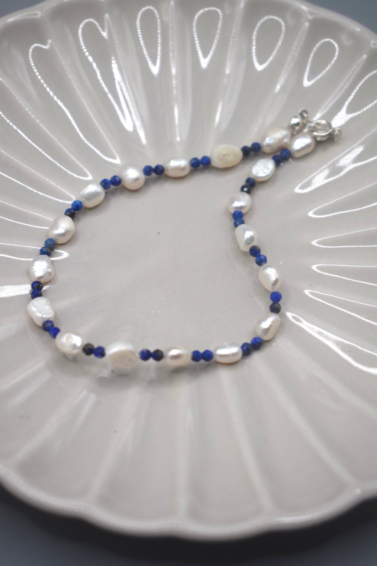 Lapis Lazuli and Pearl Anklet