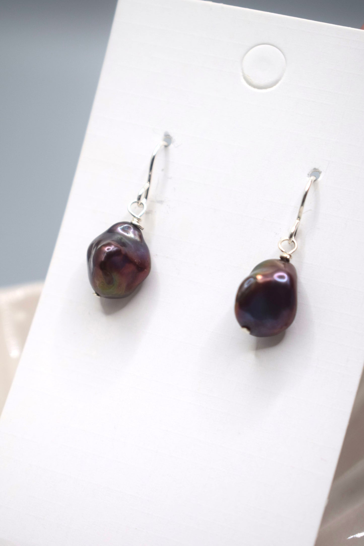 Black Rainbow Keshi Pearl Earrings