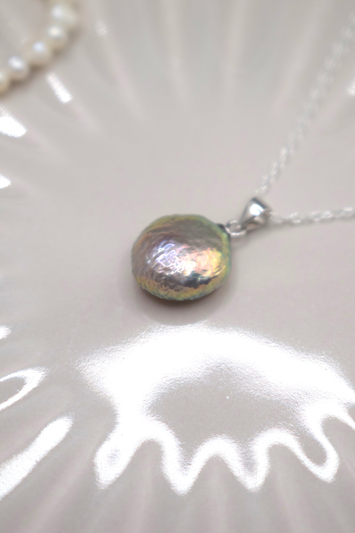 Rainbow Coin Pearl Pendant