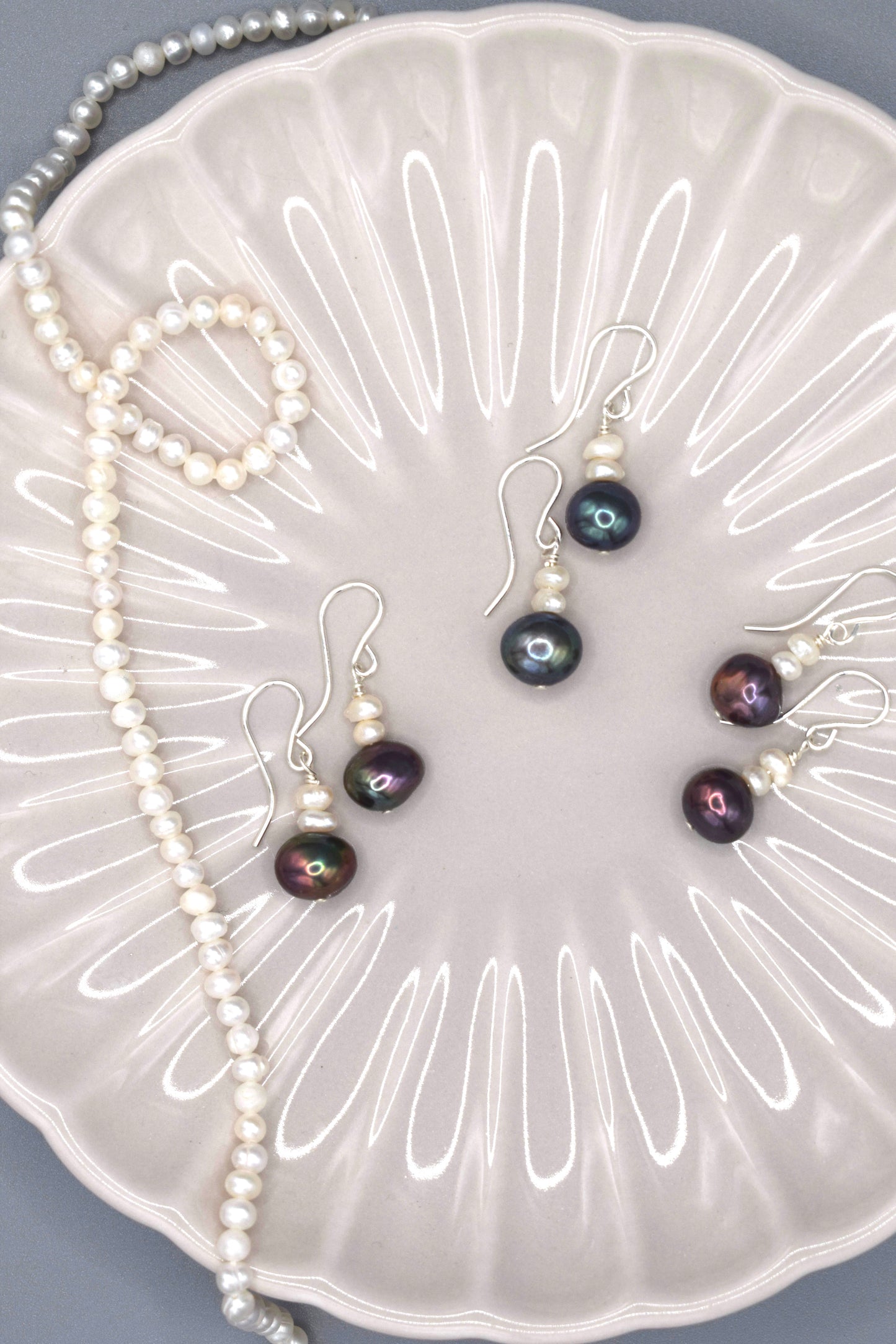 Peacock Freshwater Pearl Drop Earrings