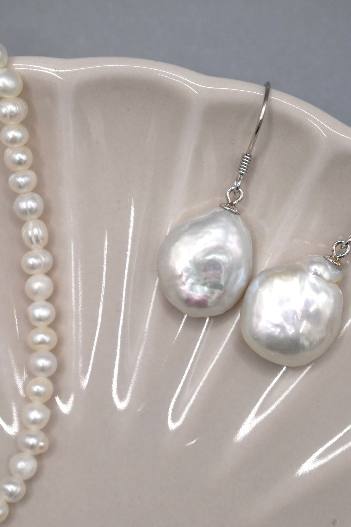 White Coin Pearl Earrings