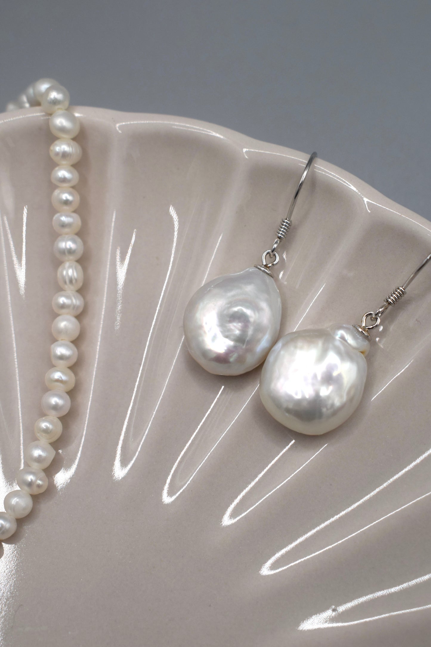 White Coin Pearl Earrings