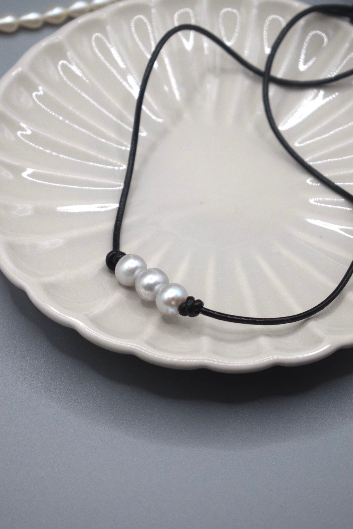 Leather Pearl Necklace