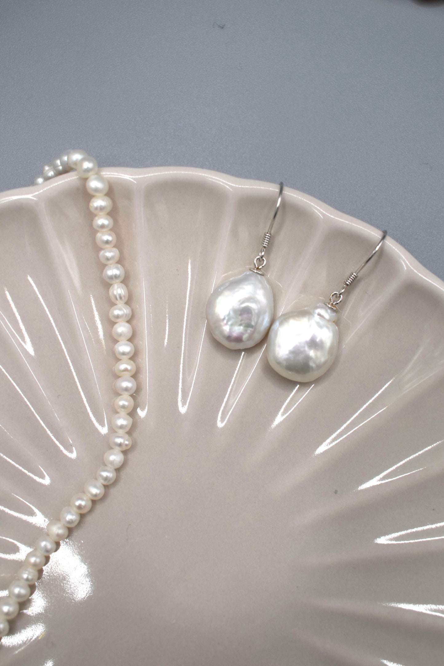 White Coin Pearl Earrings