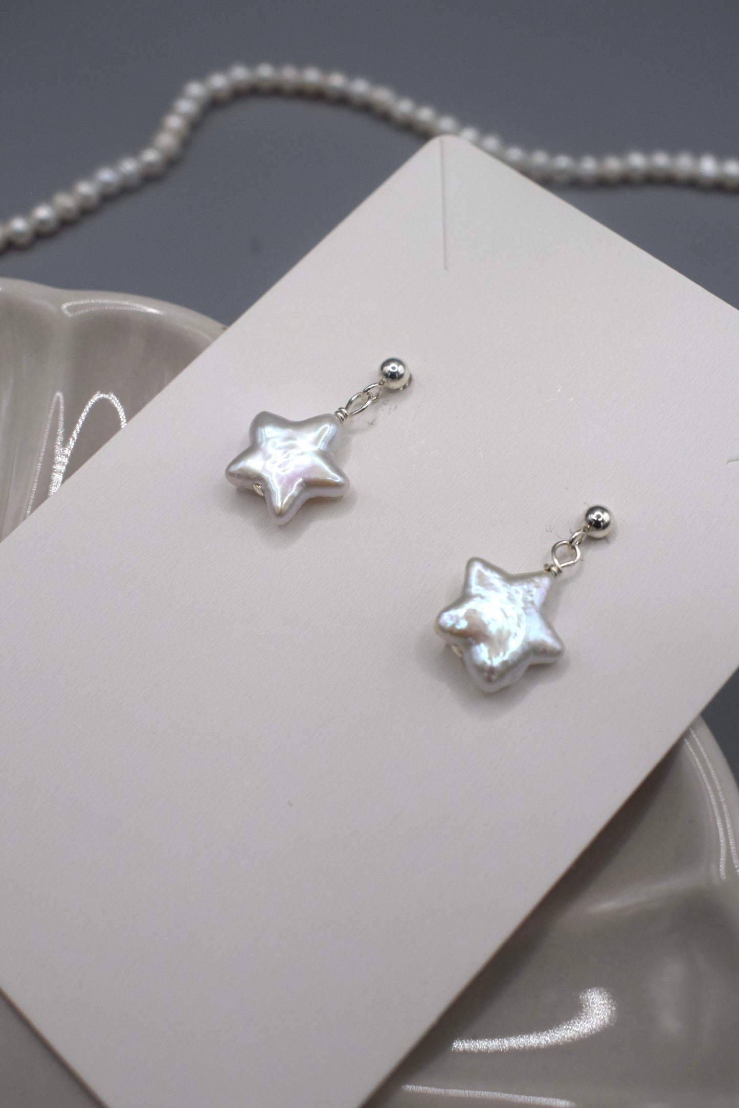 White Star Freshwater Pearl Earrings