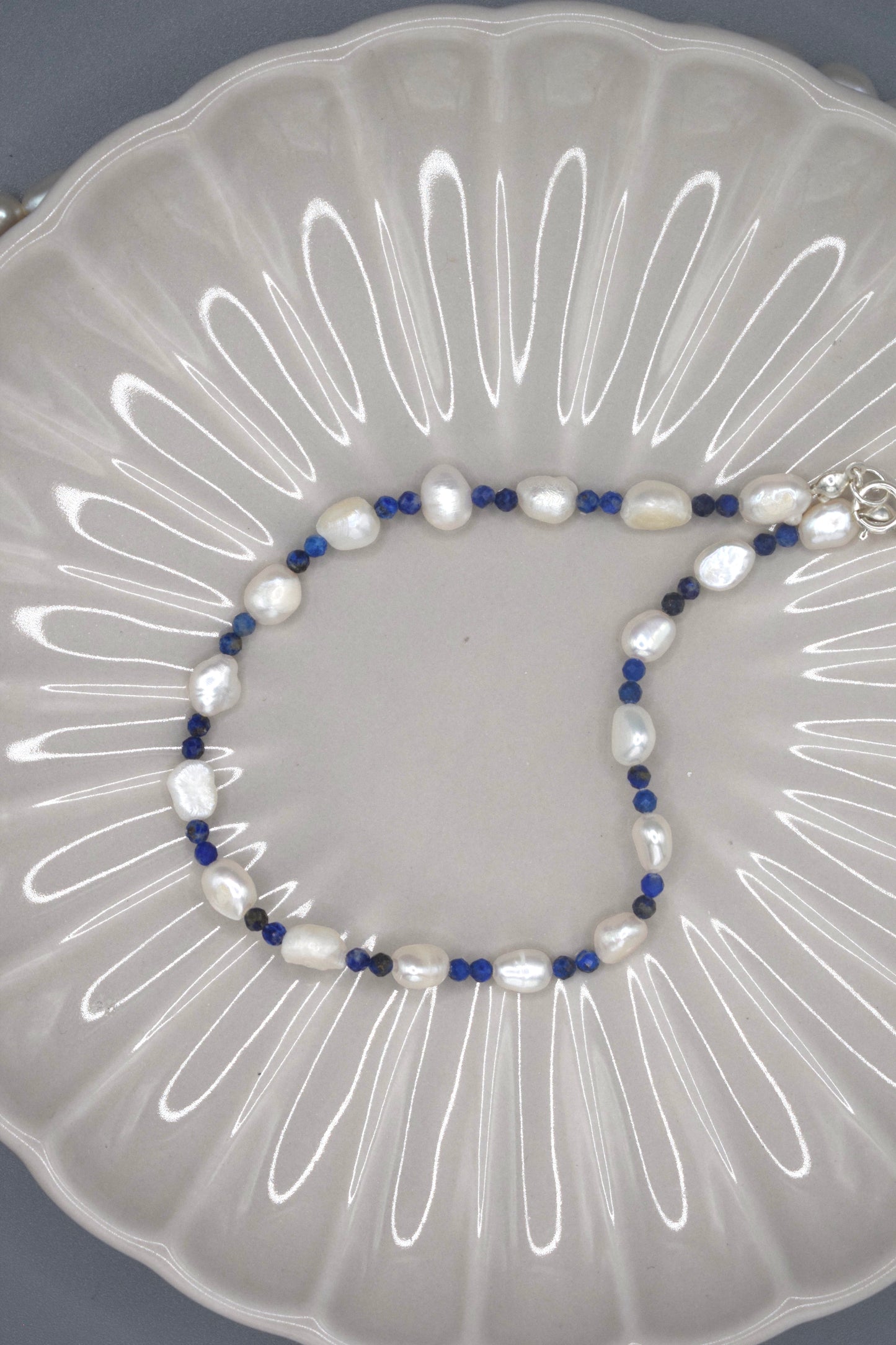 Lapis Lazuli and Pearl Anklet