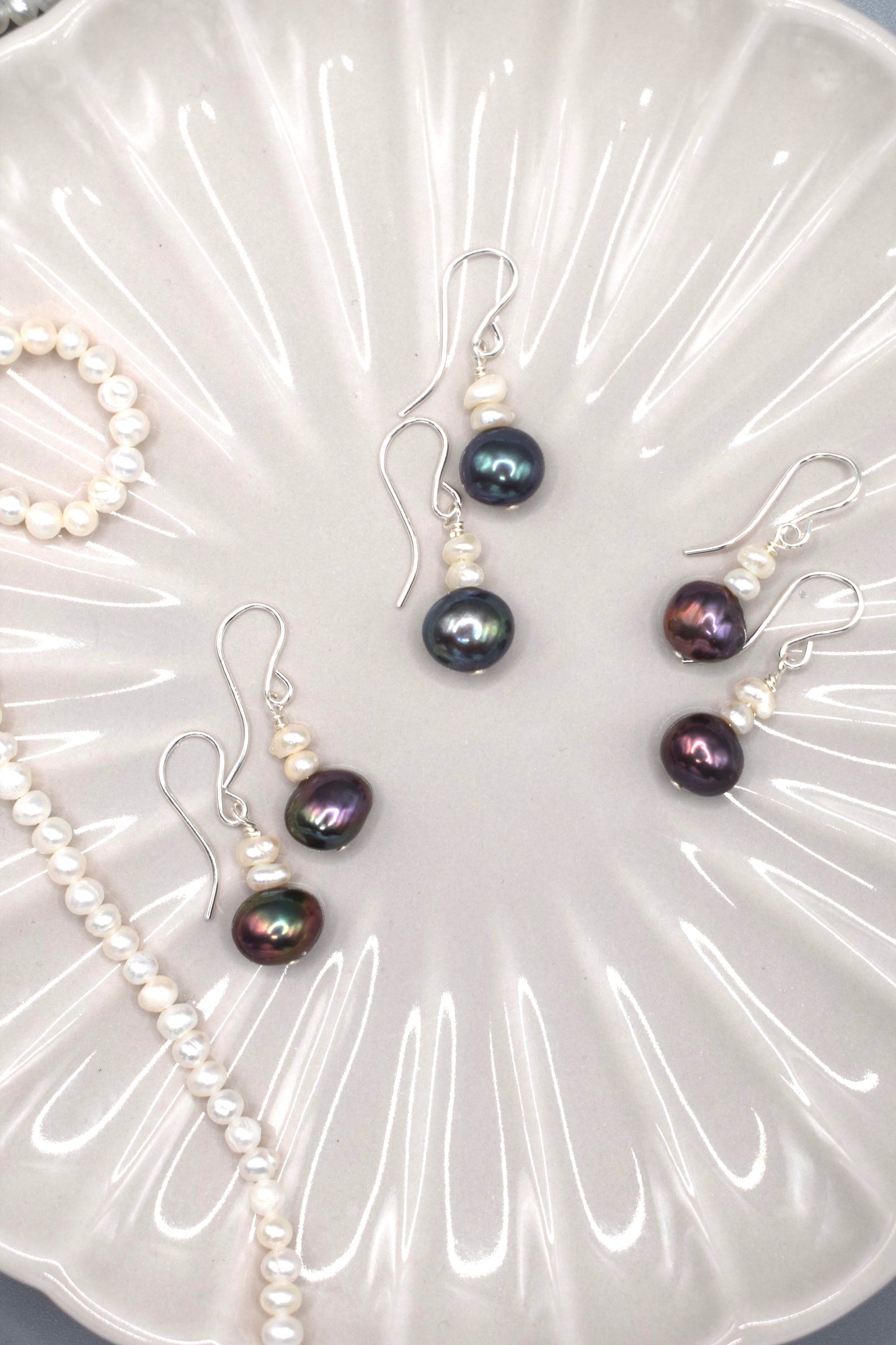 Peacock Freshwater Pearl Drop Earrings