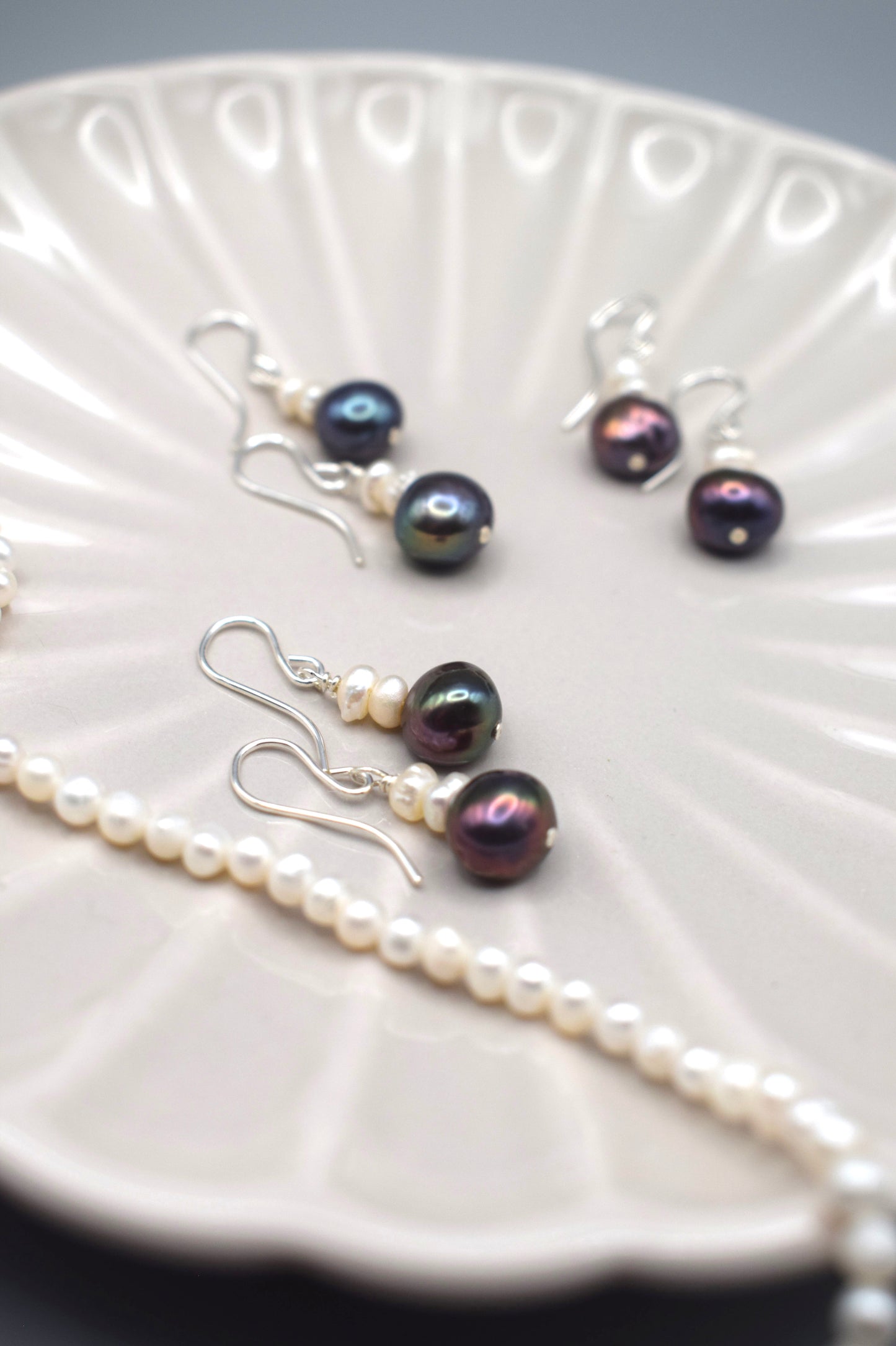 Peacock Freshwater Pearl Drop Earrings