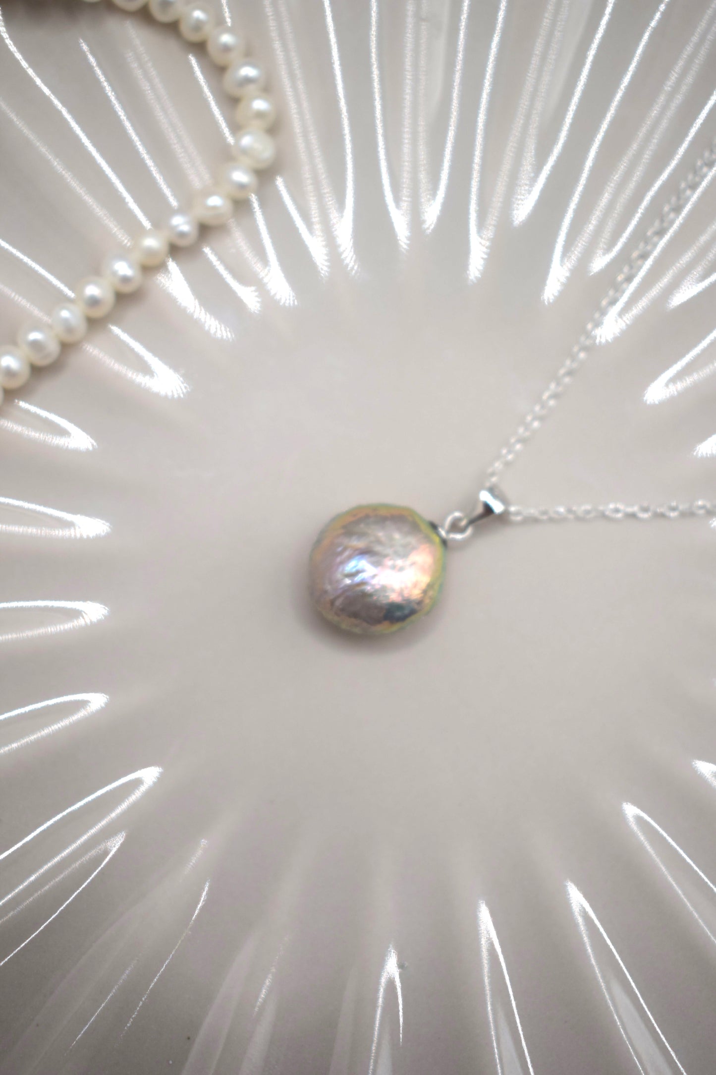 Rainbow Coin Pearl Pendant