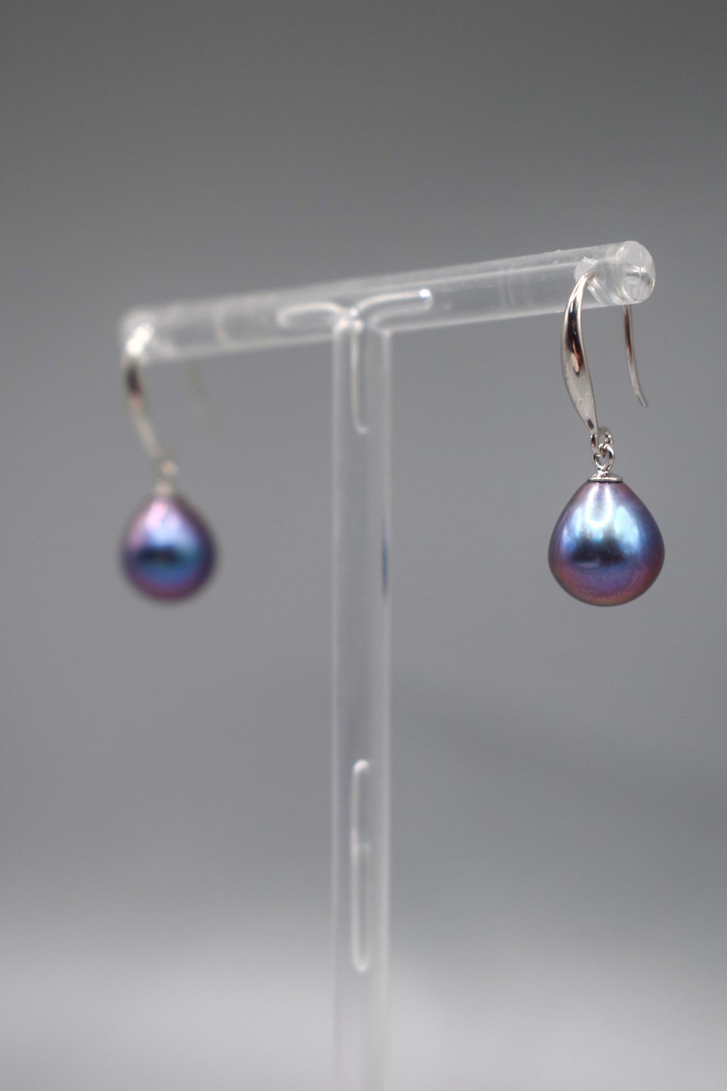 Deep Blue Freshwater Pearl Drop Earrings