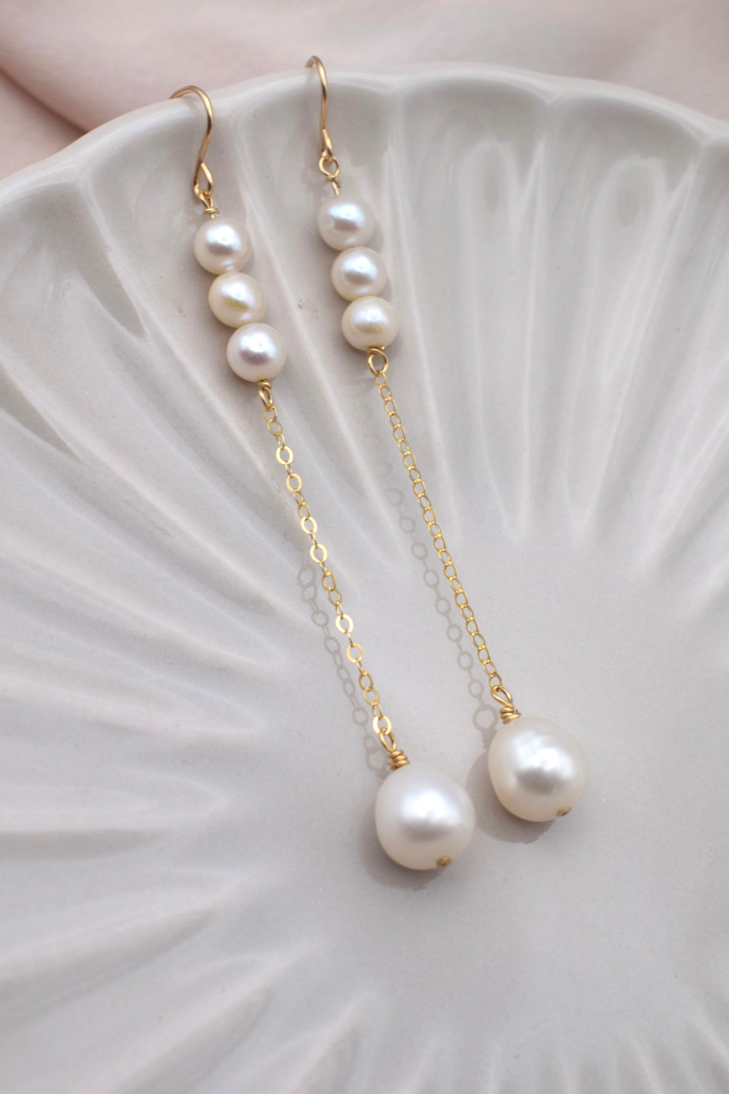 Olivia Oval Drop Freshwater Pearl Earrings