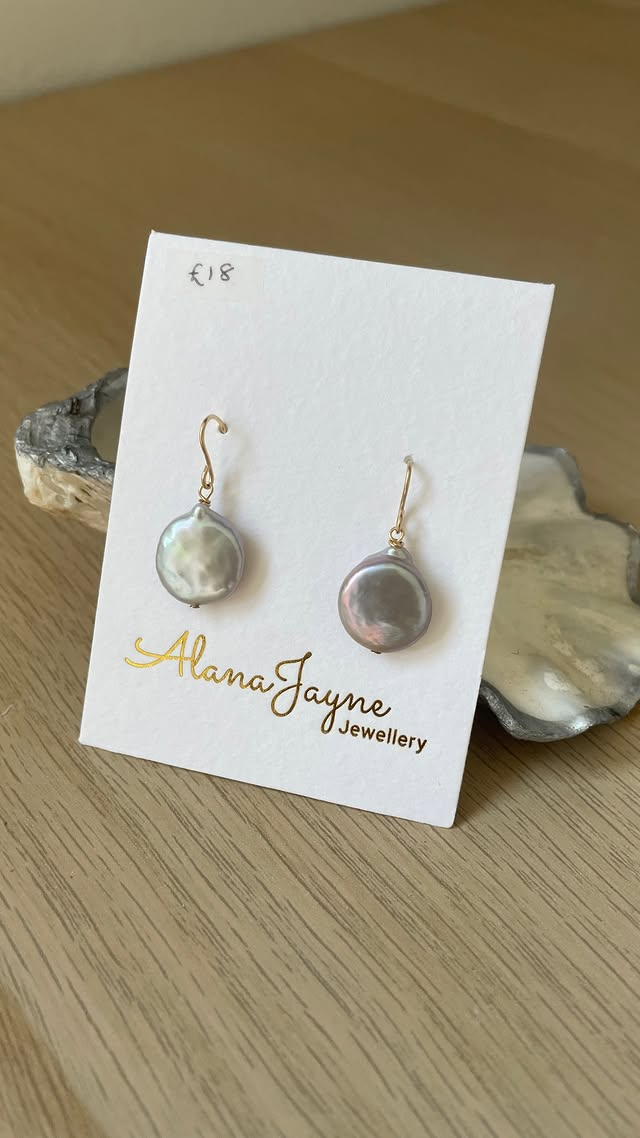 Iridescent Coin Pearl Earrings