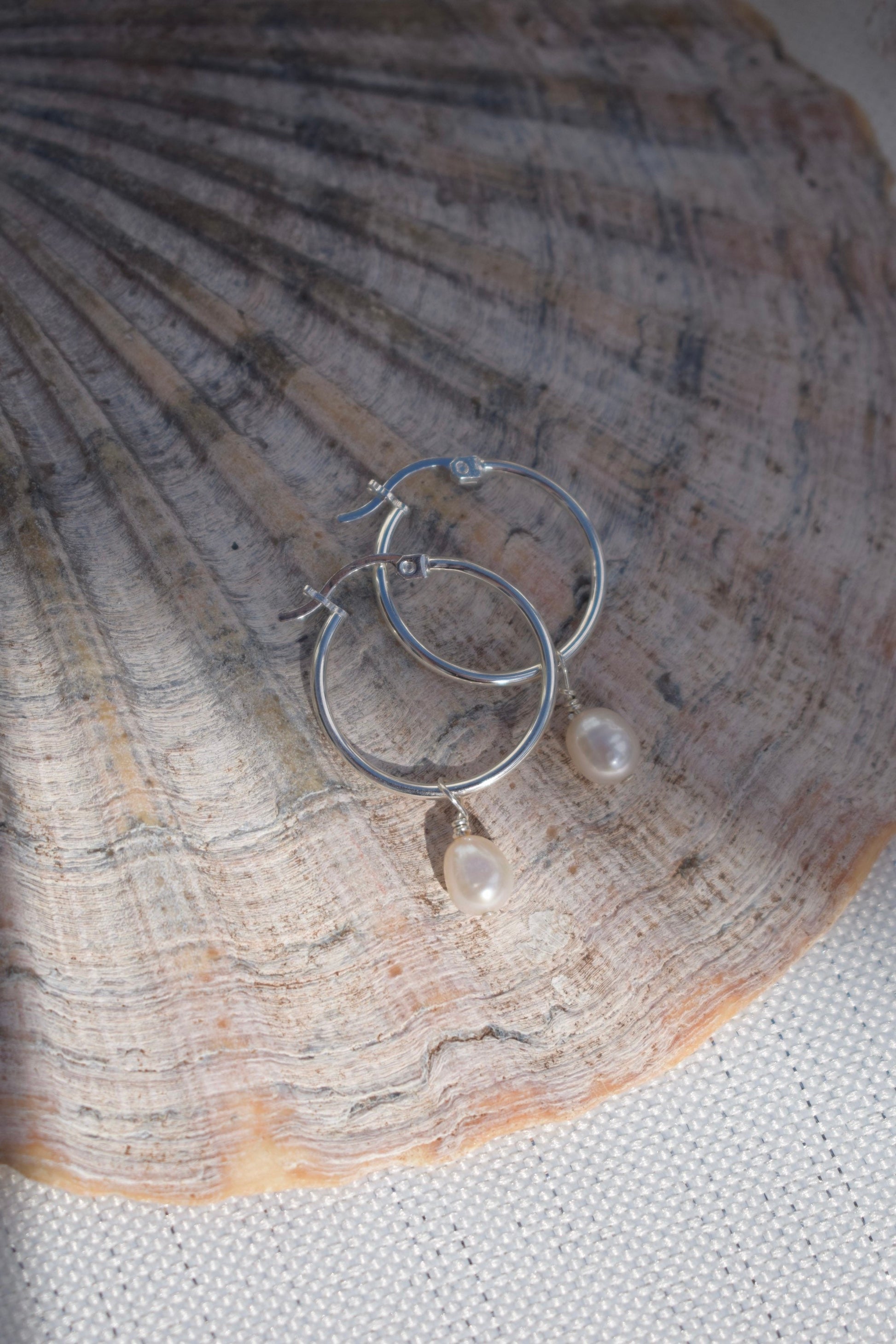 PANDORA Pearl Hoop Earrings Stylish Freshwater Cultured Baroque Pearl Earrings in Sterling PANDORA Pearl Hoop Earrings Stylish Freshwater Cultured Baroque Pearl Earrings in Sterling