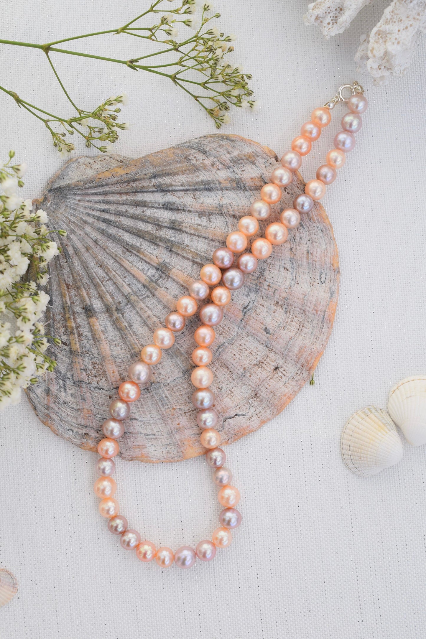 Tri-coloured Pink High Quality Freshwater Pearl Necklace - Gift, Birthday, Anniversary, Christmas