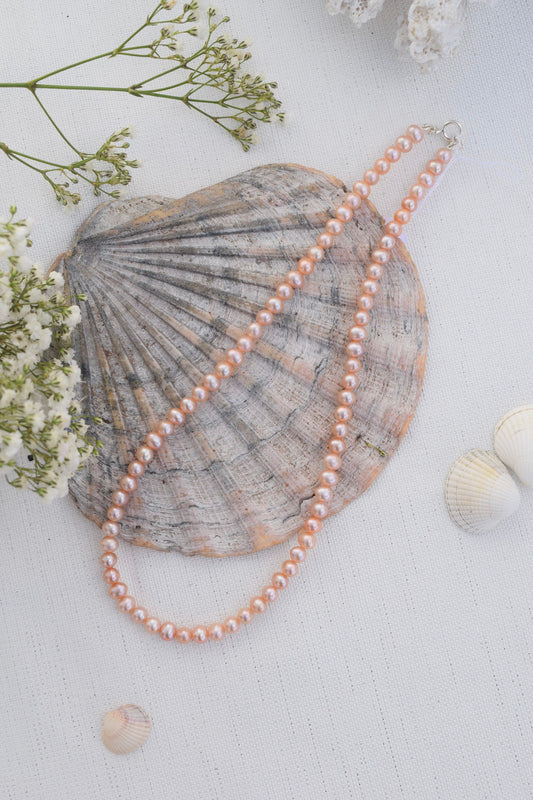 AAA 5.5-6mm Pink Freshwater Pearl Necklace - Gift, Birthday, Anniversary, Christmas