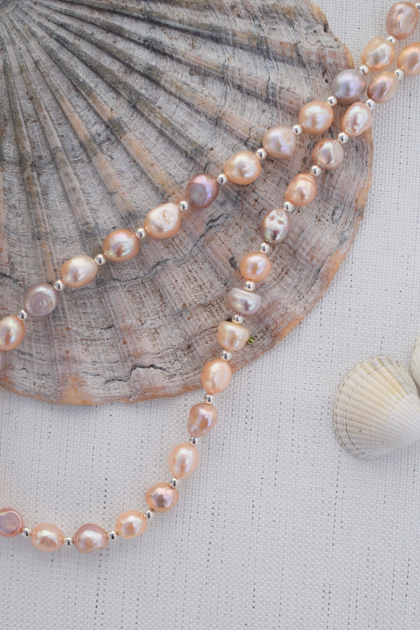 Freshwater Pearl and Silver Spacer Necklace // Gift, Birthday, Anniversary, Christmas