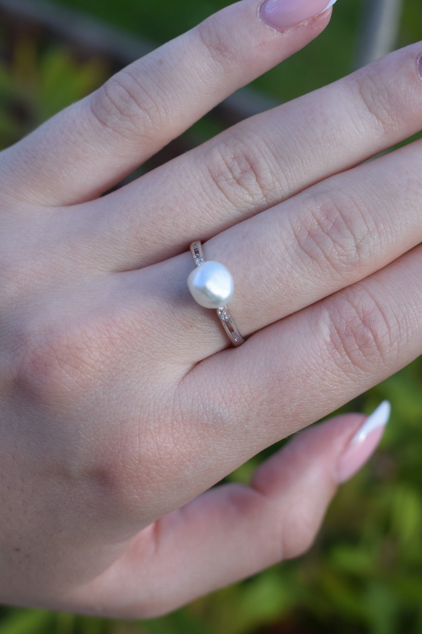 AAA White Keshi Pearl Sterling silver ring - Gift, Birthday, Anniversary, Christmas