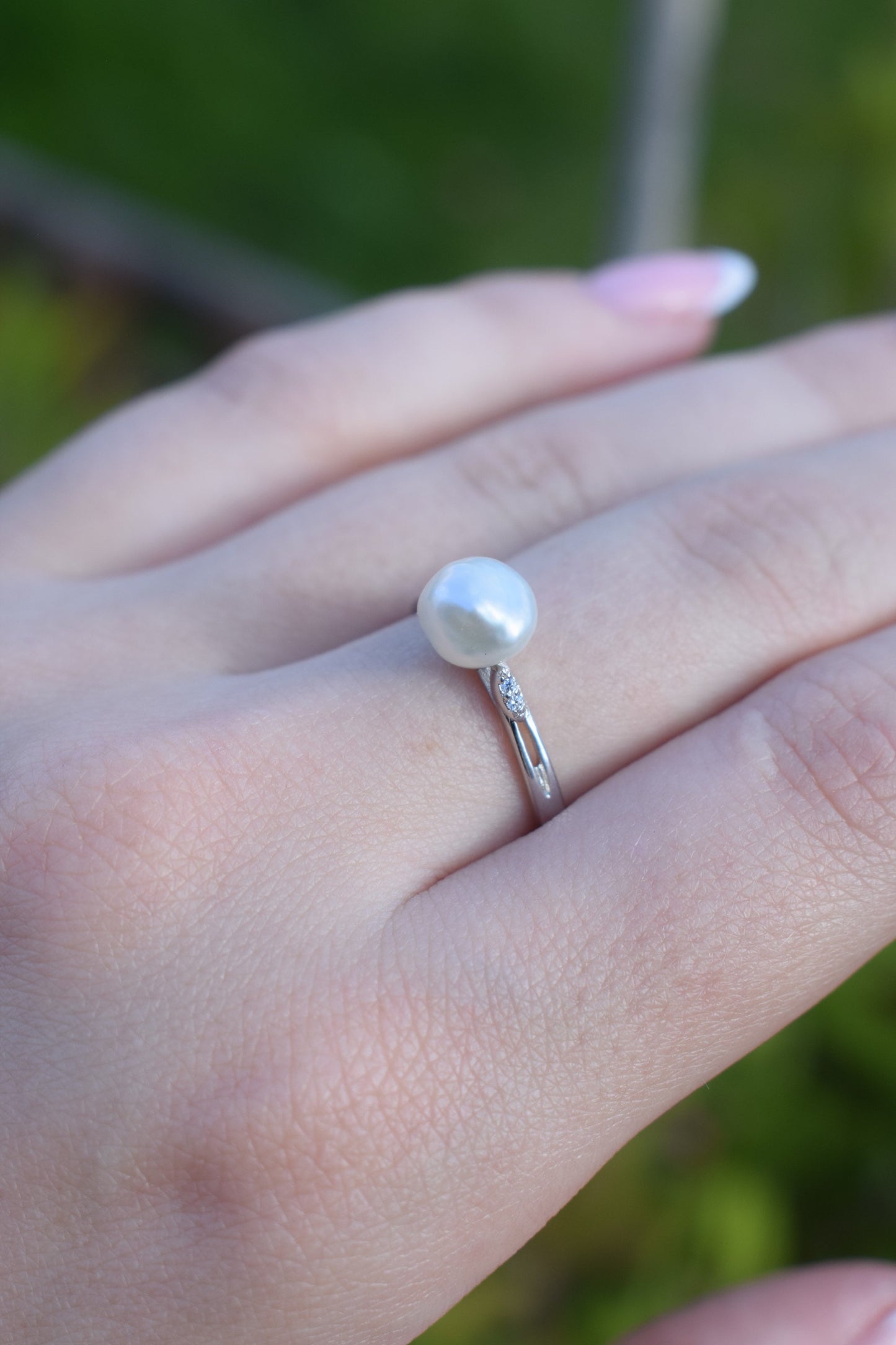 AAA White Keshi Pearl Sterling silver ring - Gift, Birthday, Anniversary, Christmas