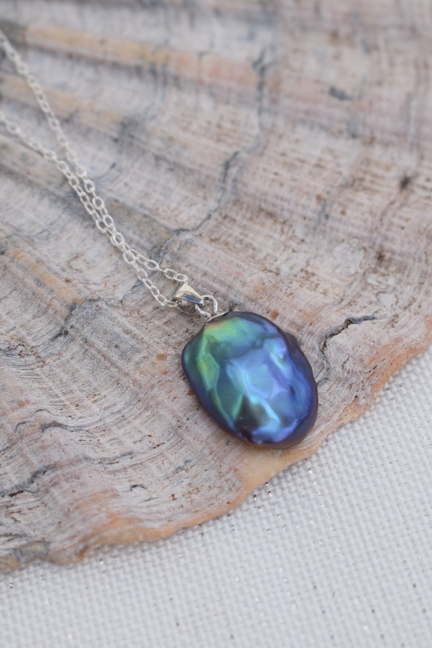 Deep Blue Keshi Pendant Necklace // Gift, For her, Birthday, Anniversary, Christmas