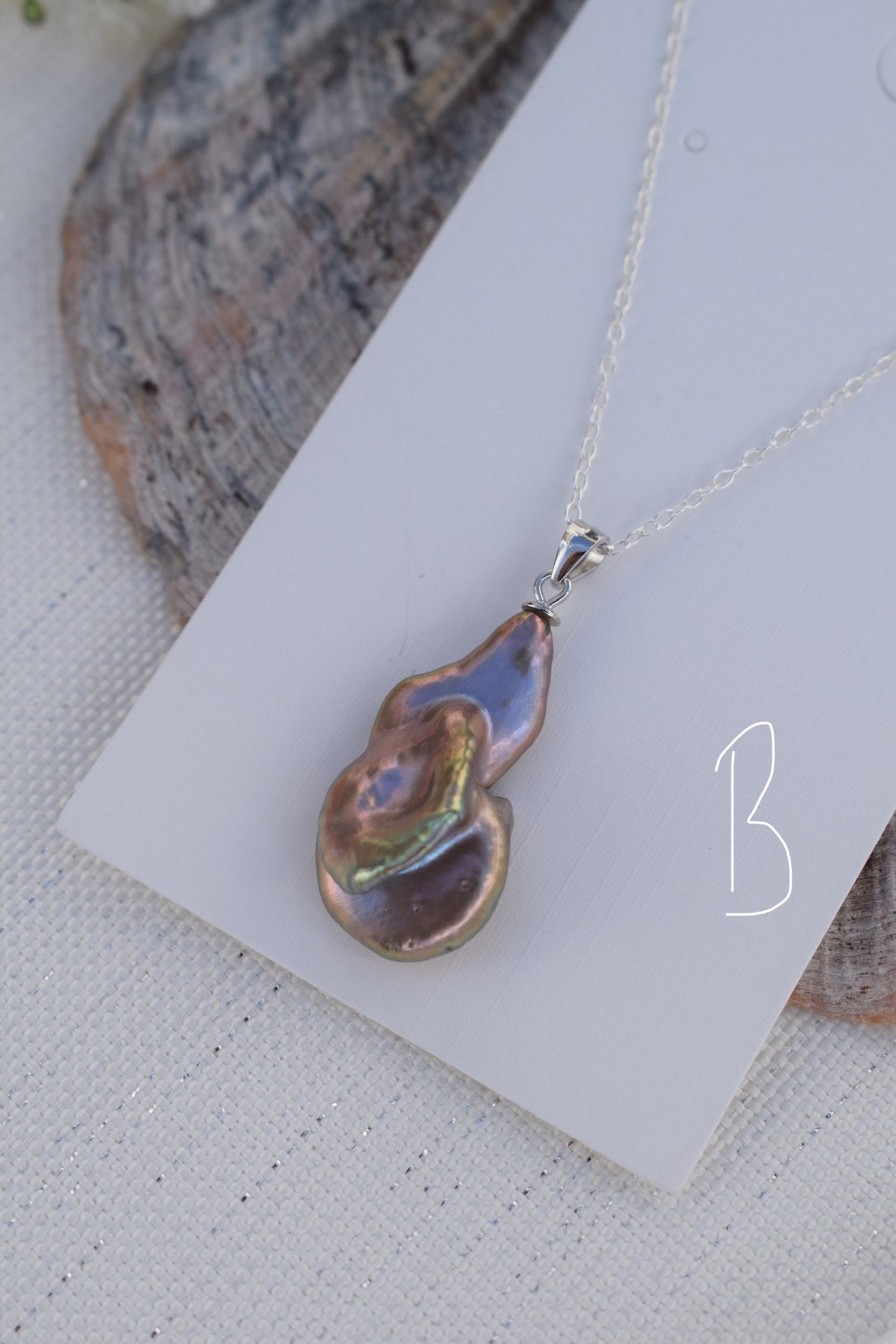 Iridescent Keshi Freshwater Pearl Pendant Necklace - Gift, Birthday, Anniversary, Christmas