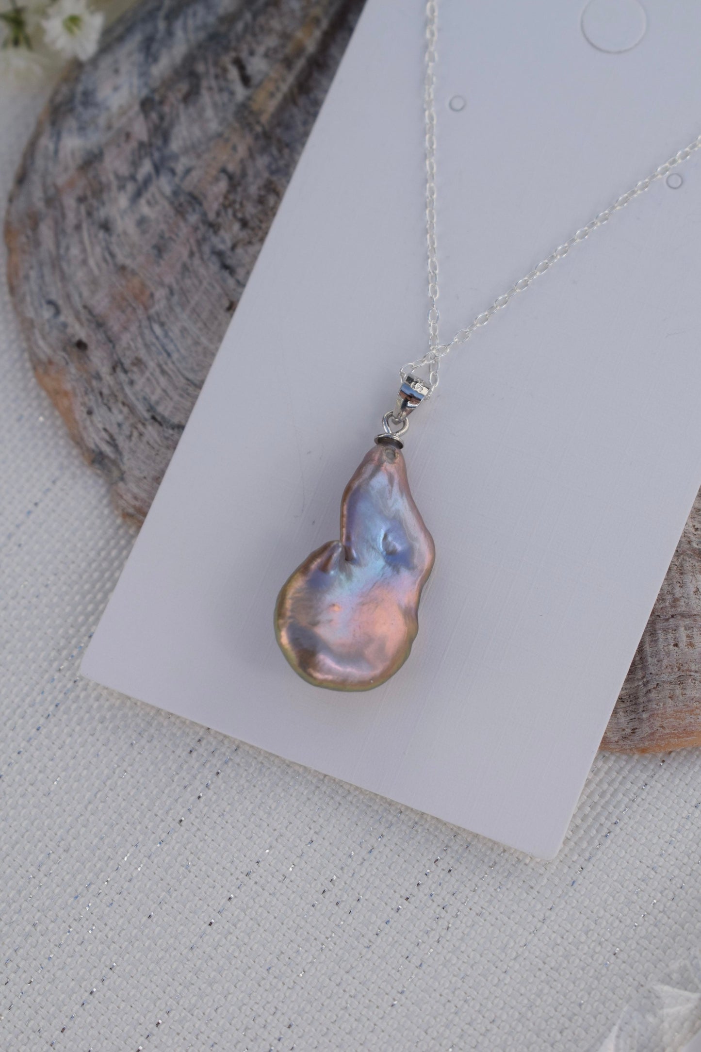 Iridescent Keshi Freshwater Pearl Pendant Necklace - Gift, Birthday, Anniversary, Christmas