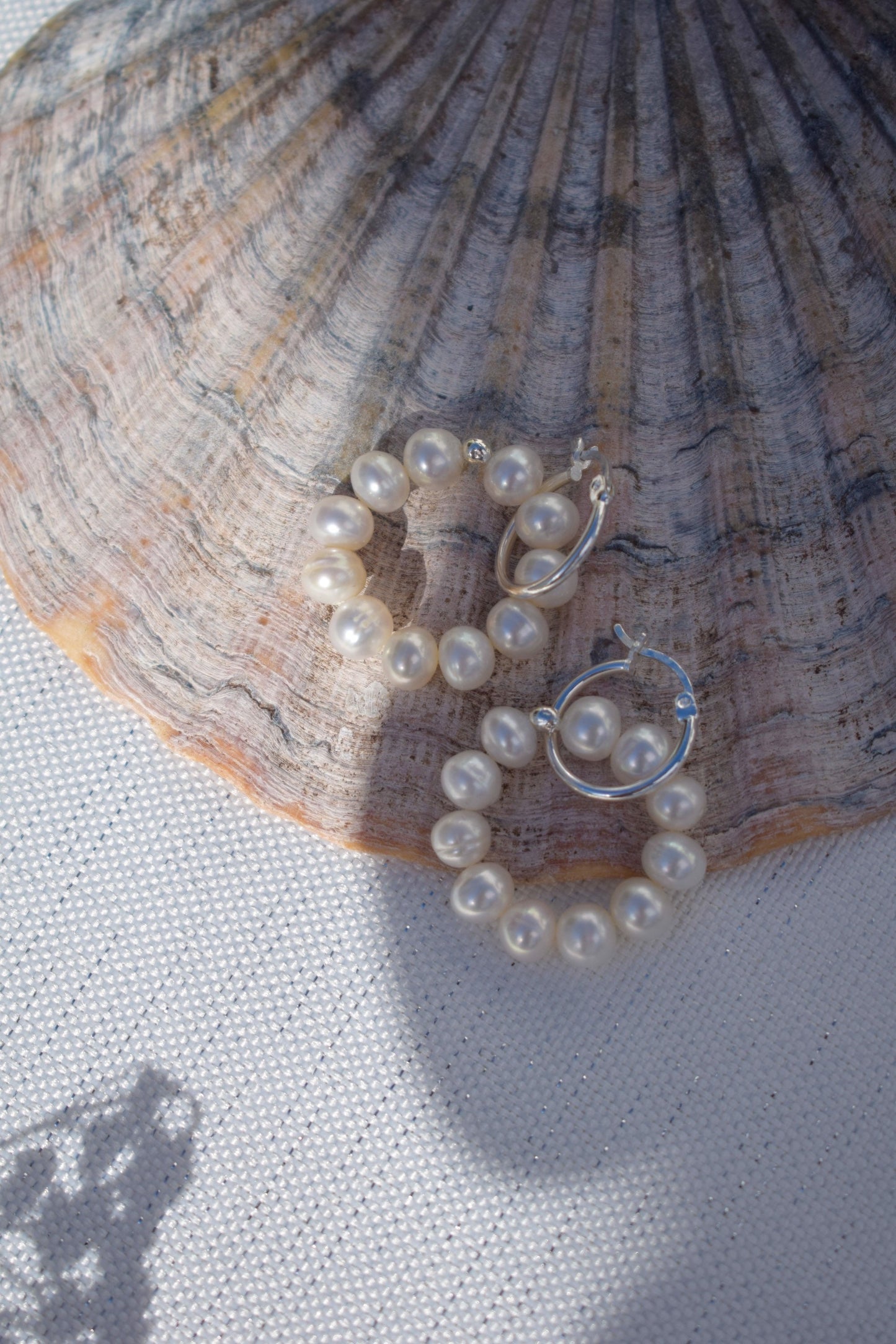 Sterling Silver Freshwater Pearl Hoop Earrings