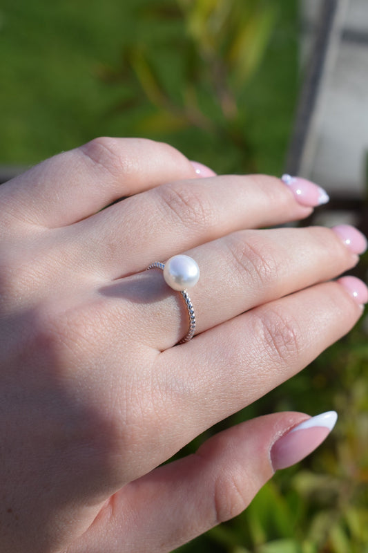 Freshwater Pearl Twist Band Ring - Gift, Birthday, Anniversary, Christmas