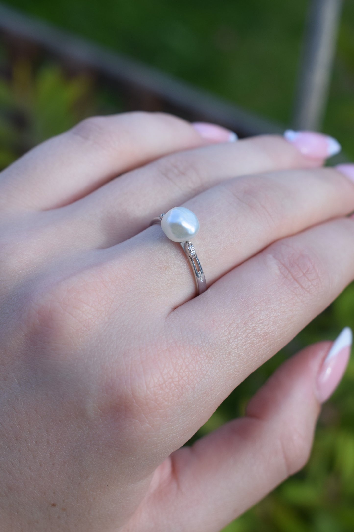 AAA White Keshi Pearl Sterling silver ring - Gift, Birthday, Anniversary, Christmas