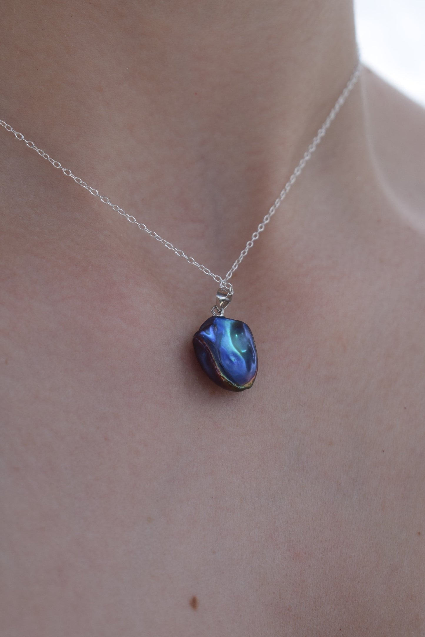 Deep Blue Keshi Pendant Necklace // Gift, For her, Birthday, Anniversary, Christmas