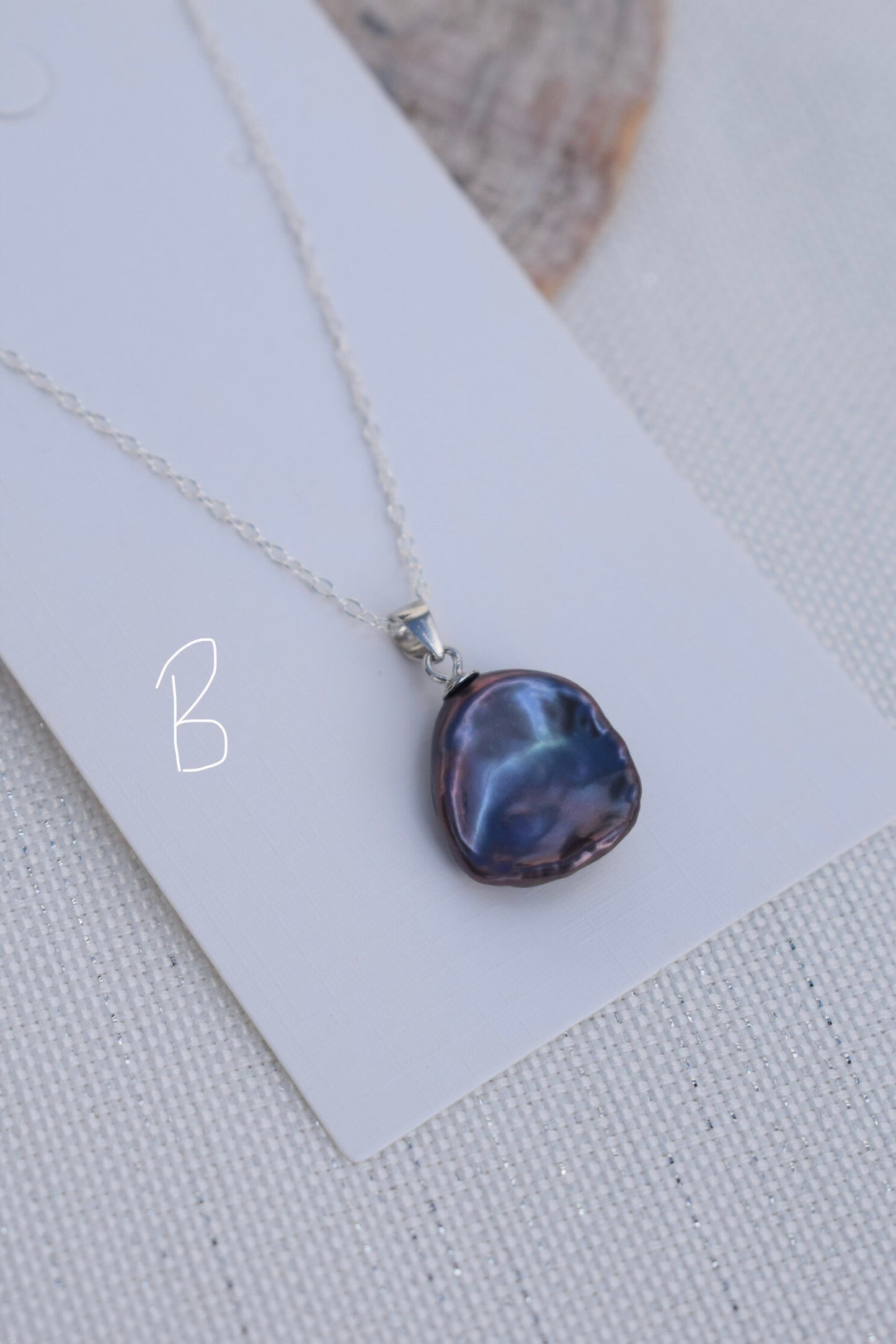 Deep Blue Keshi Pendant Necklace // Gift, For her, Birthday, Anniversary, Christmas