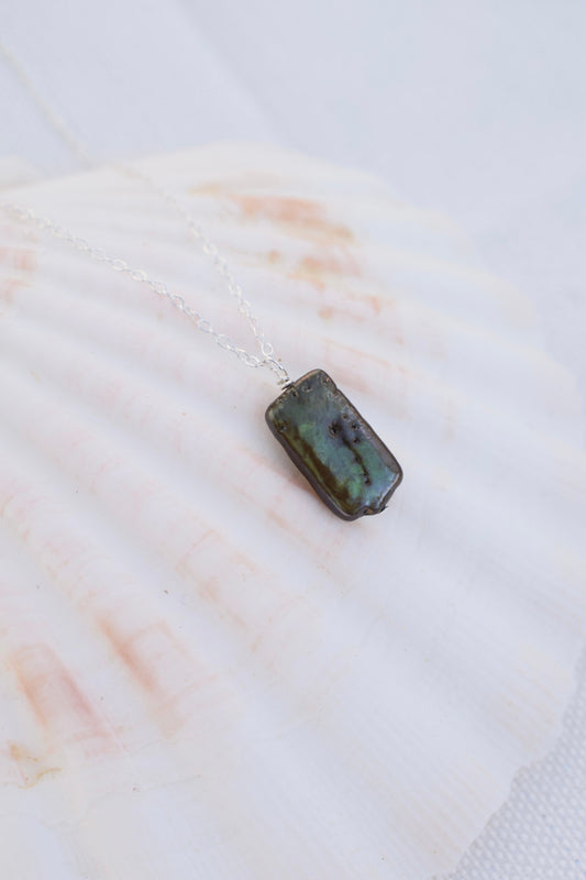 Green/Brown Iridescent Freshwater Pearl Pendant Necklace - Gift, Birthday, Anniversary, Christmas