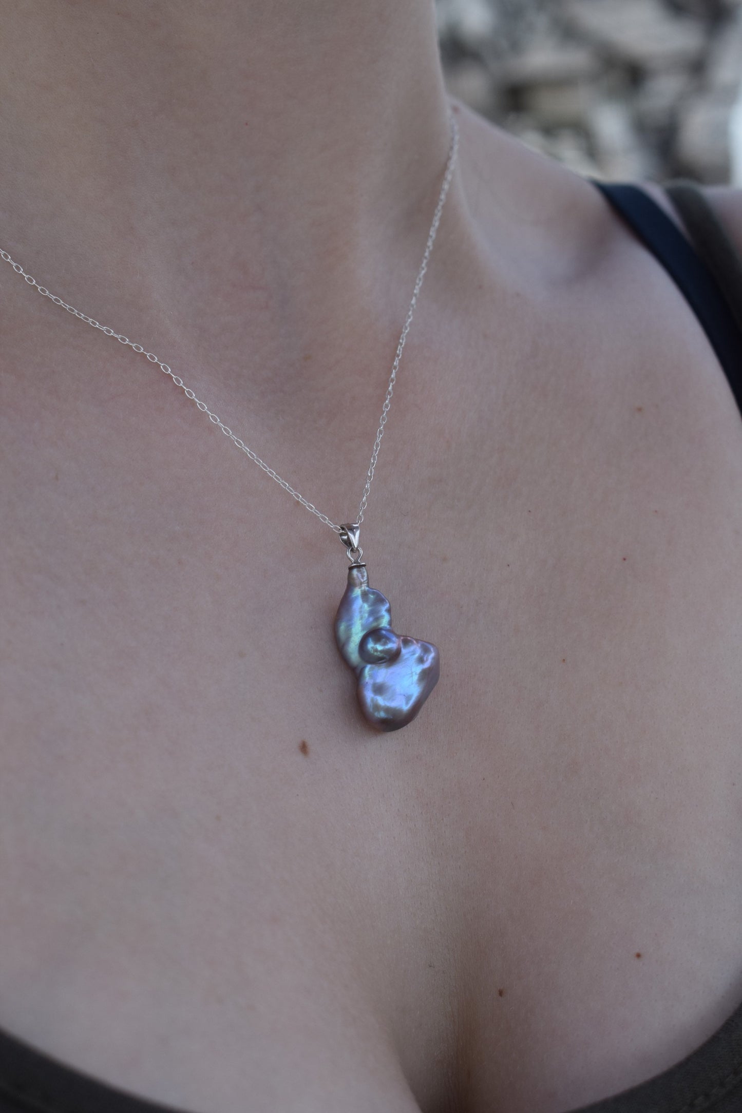 Iridescent Keshi Freshwater Pearl Pendant Necklace - Gift, Birthday, Anniversary, Christmas